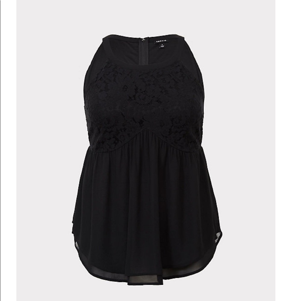 Torrid Black Lace Peplum Chiffon Tank - Picture 3 of 6